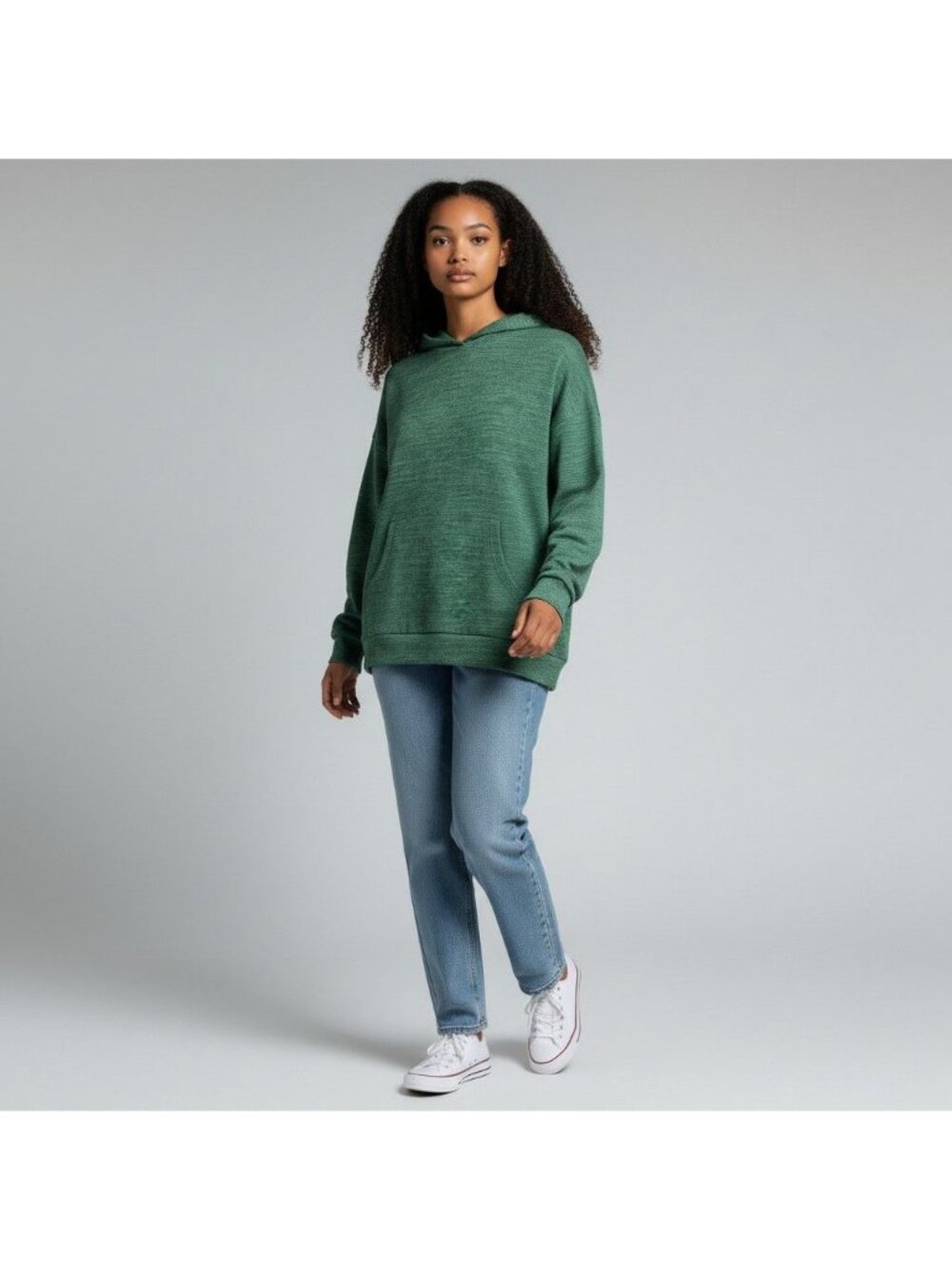 PrettyGarden Womens XXL Green Pullover Hoodie Sweatshirt With Pockets Polyester